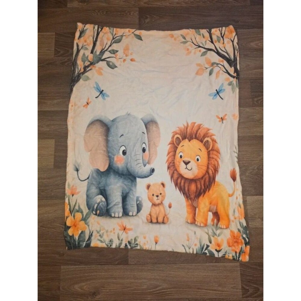 Soft Safari Animal Nursery Baby Blanket